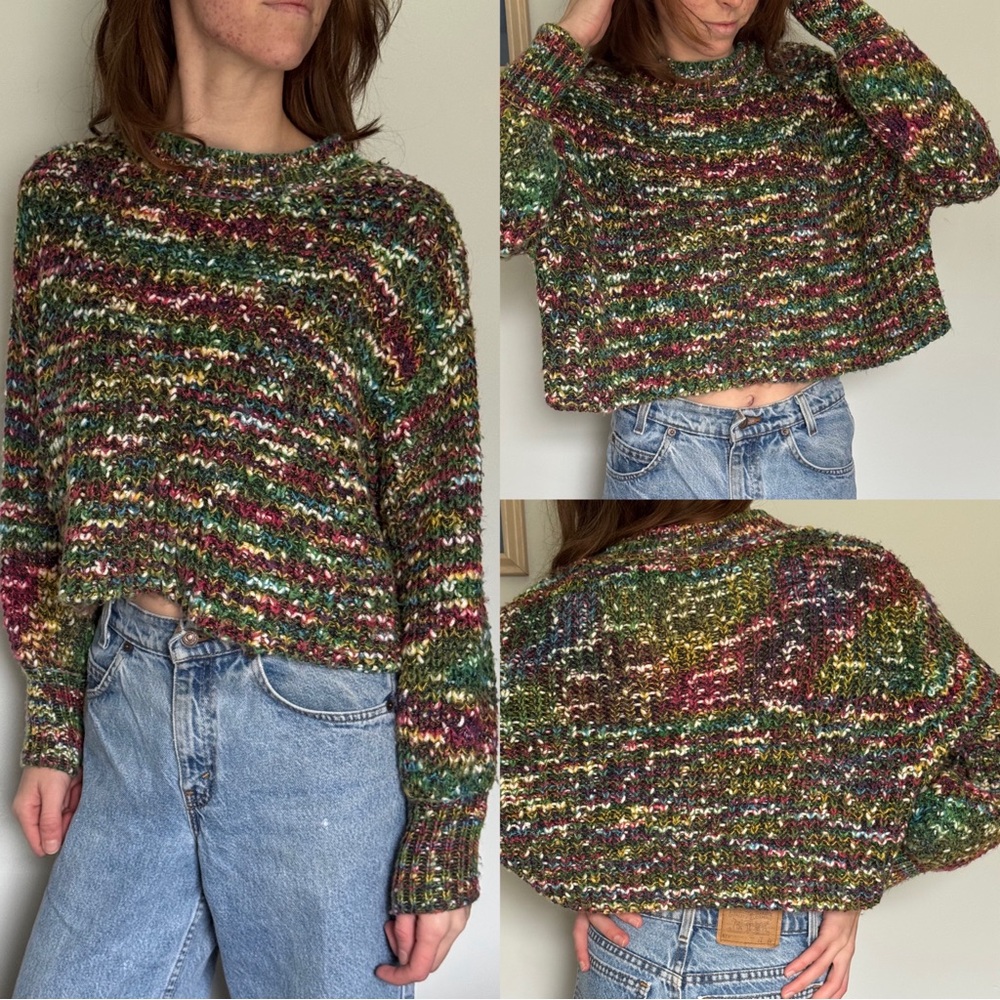 Colorful Cropped Code x Mode Angora Blend Sweater